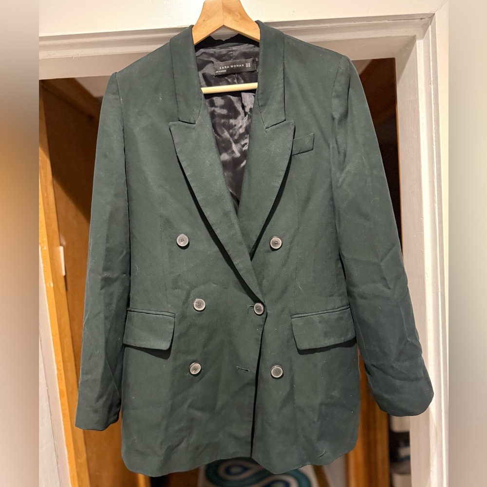 Stunning deep green Zara long blazer jacket